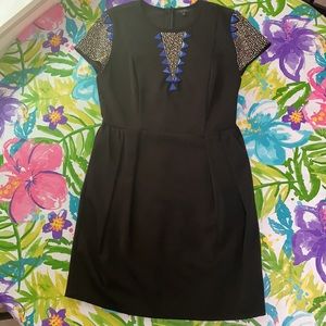 Quinn Dress Black with Blue & Gold Size Medium